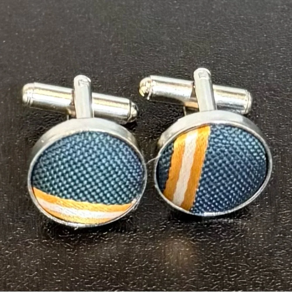 Stylish Navy and Gold Cufflinks